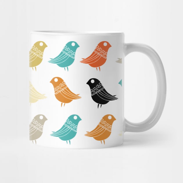 Colorful Birds Mid Century Modern Pattern by OrchardBerry